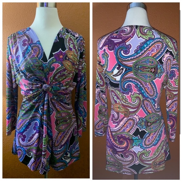 Vivid Paisley Print Top - Picture 3 of 3